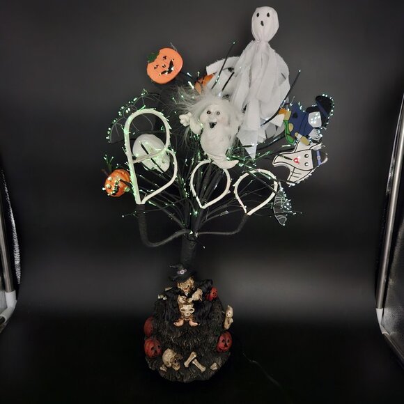 Halloween Light Up Boo Tree Figurine Witch Pumpkin Ghosts Sound Motion 19" WORKS - Picture 2 of 16